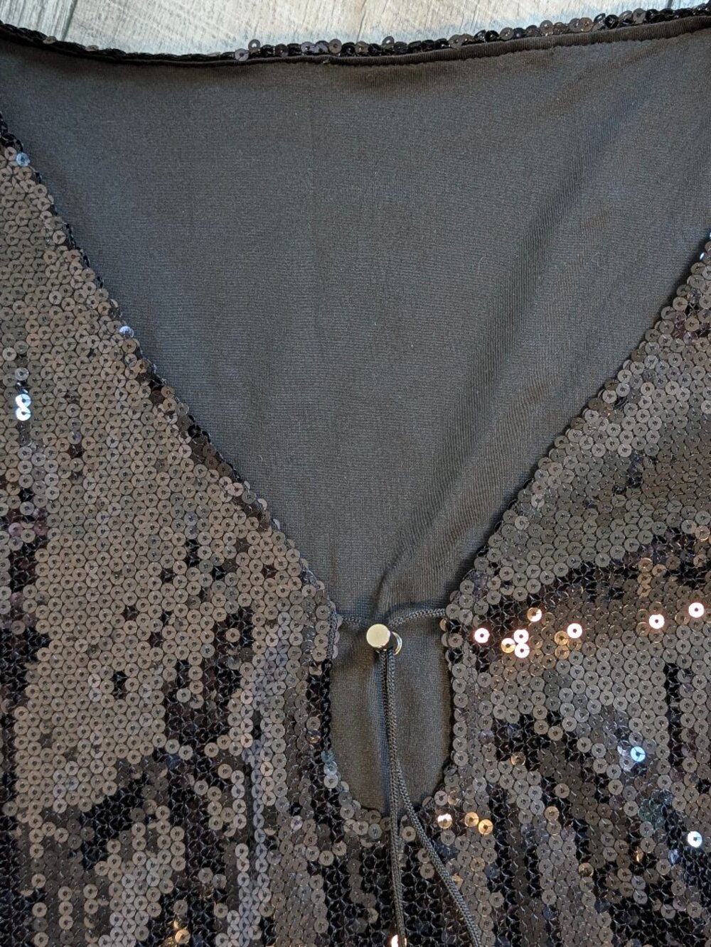 Black Sequin Gown Formal Open Back Long Sleeve Maxi Dress Slit XS Custom NWOT - Picture 10 of 16
